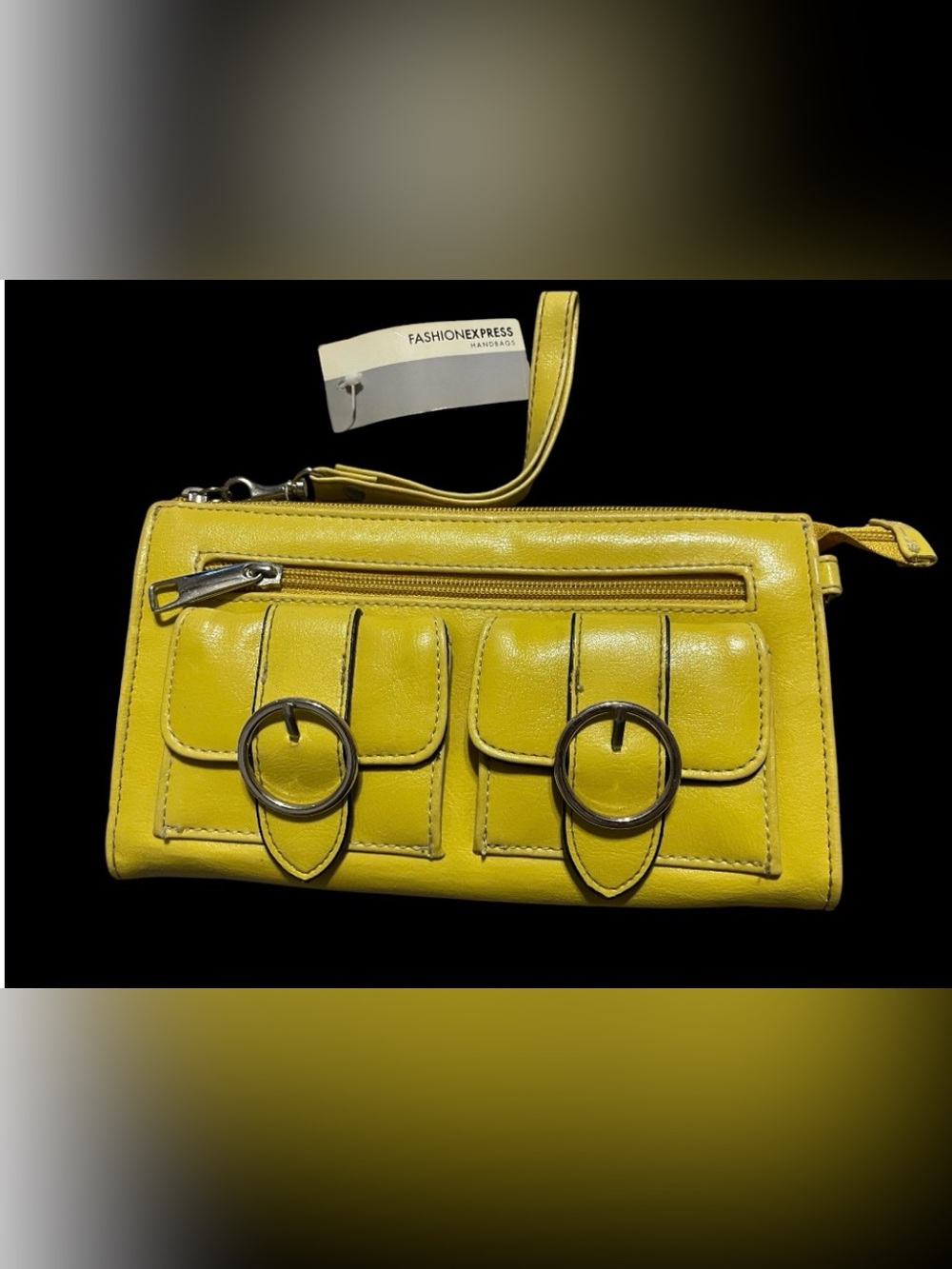 Fashion Express Yellow Wristlet Bag NWT #8559